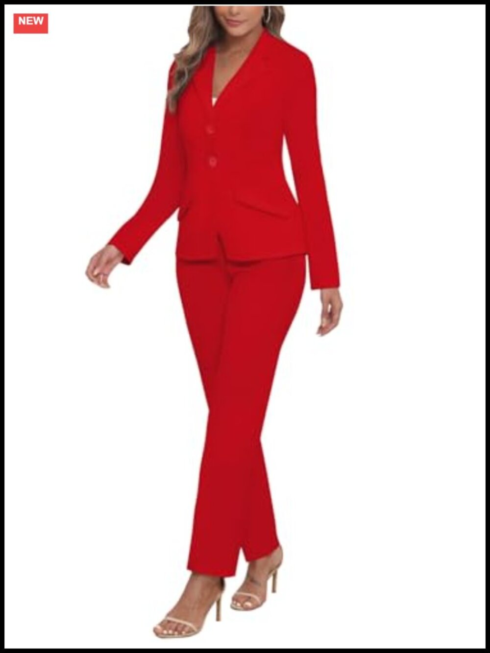 Women's 2-Piece Pantsuit Set Long Sleeve Blazer with Pockets Office Business